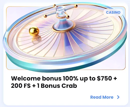 3D-rendered roulette wheel with a golden ball and casino welcome bonus offer