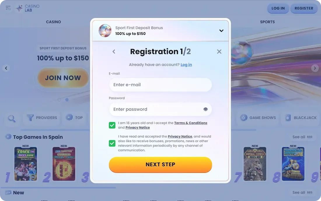 casinolab casino registration